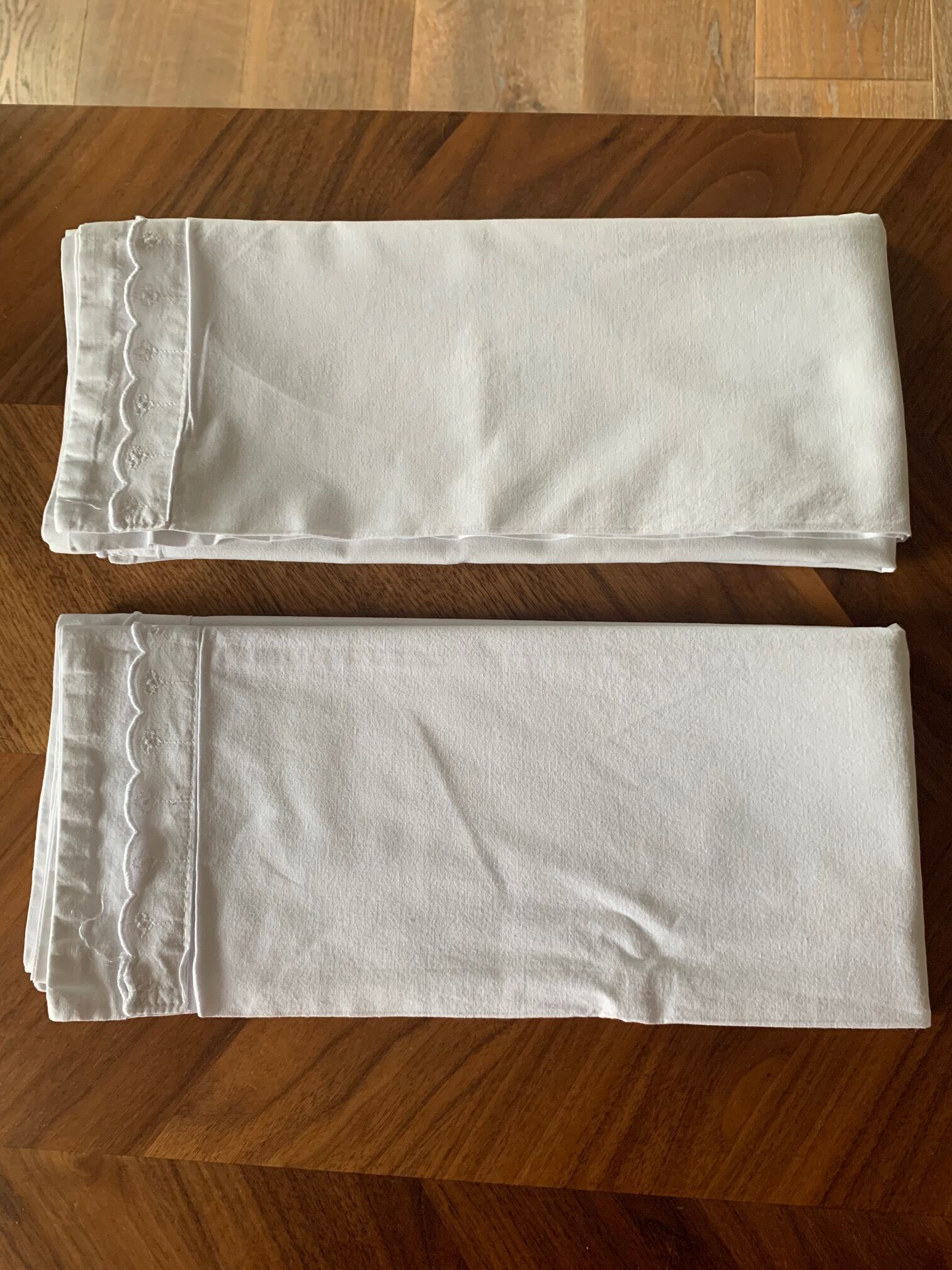 Pair pillowcases white cotton and lace