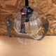 Old atomic age pendant lamp chromed metal & molded glass 70's vintage