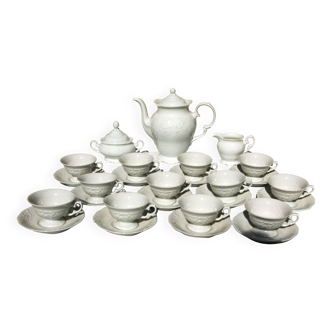 White Porcelain tea service with Louis XV reliefs WALBRZYCH