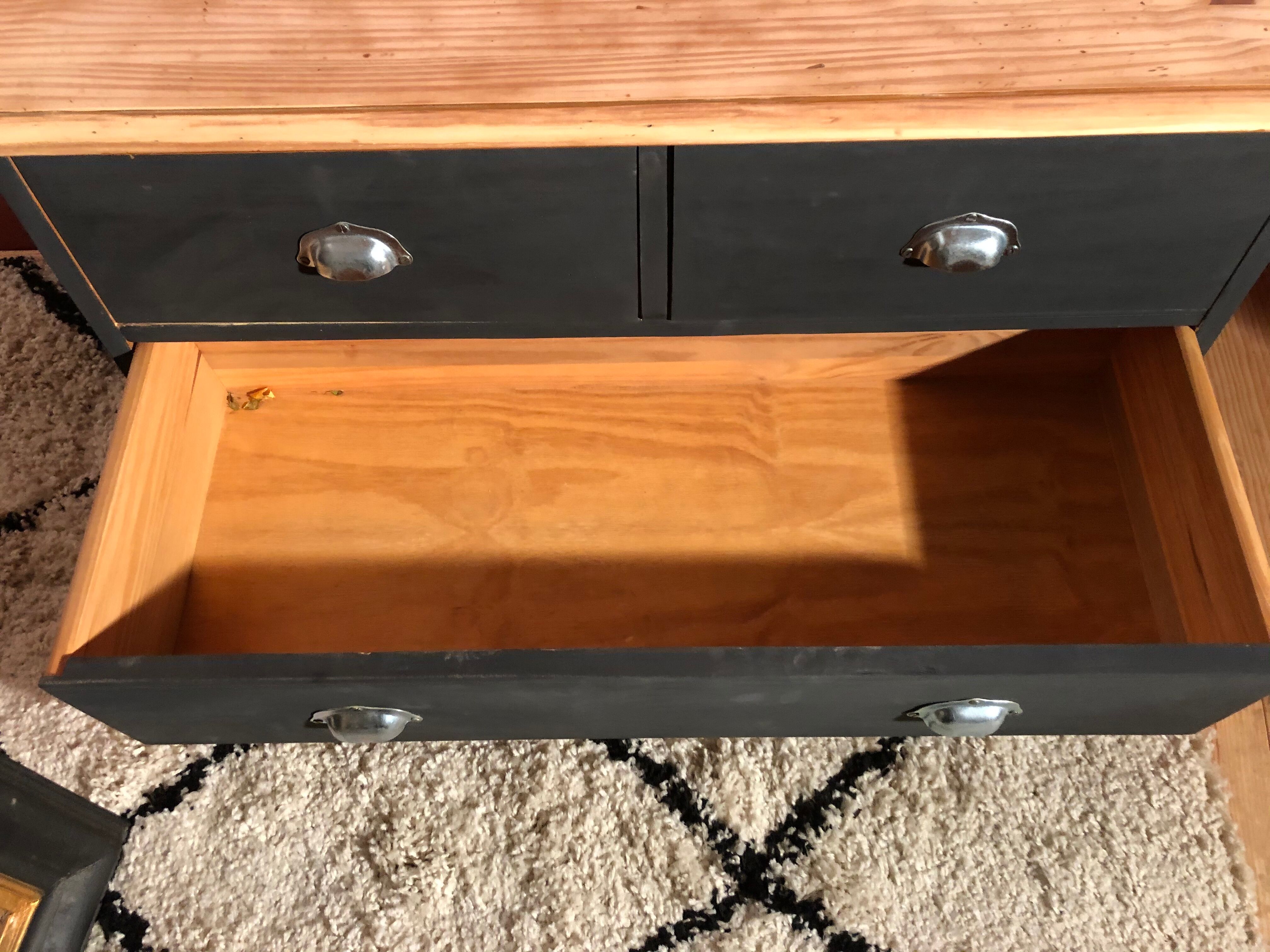 Professional style furniture, matt black raw wood chest of drawers