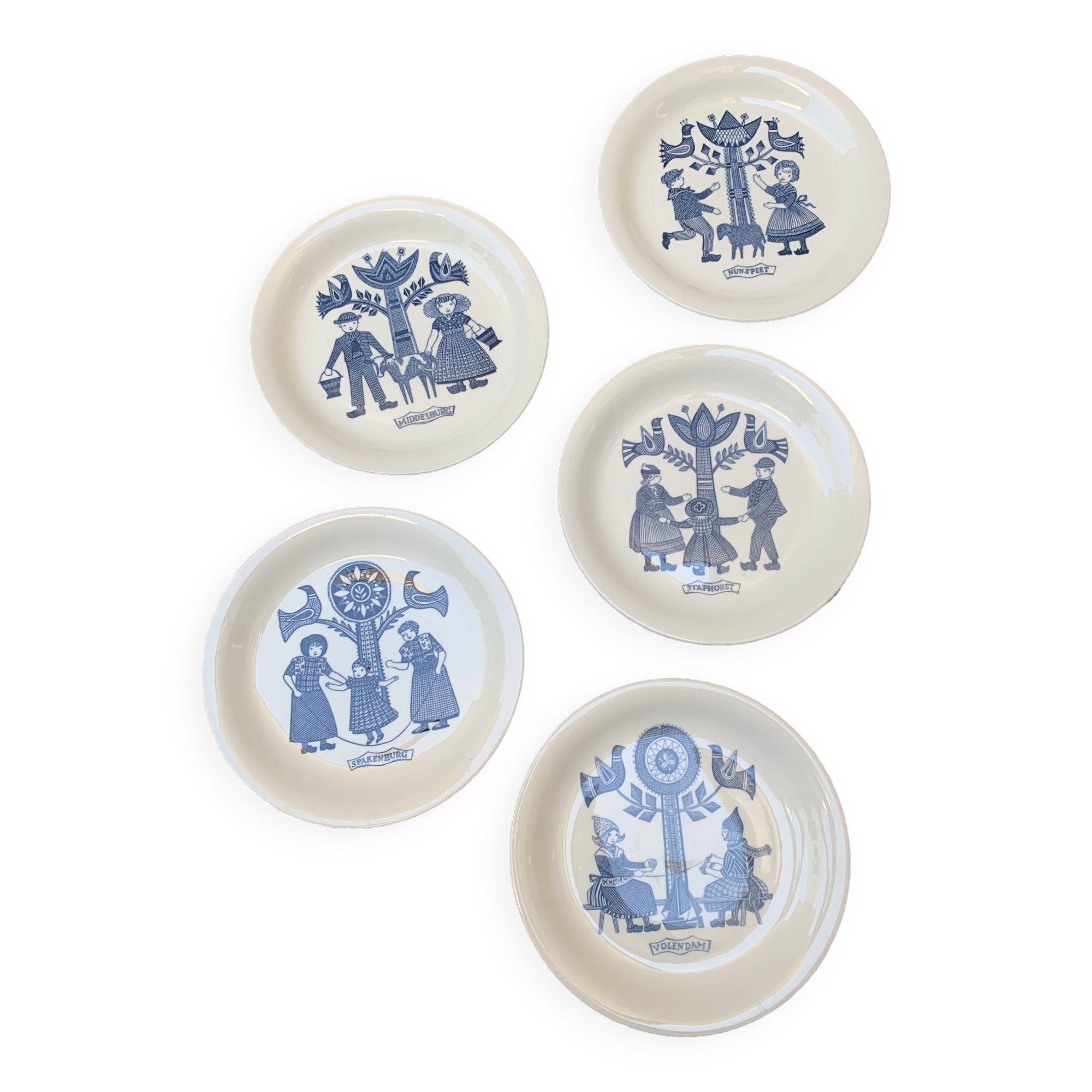 Set of five royal sphinx dessert plates Maastricht 1960s