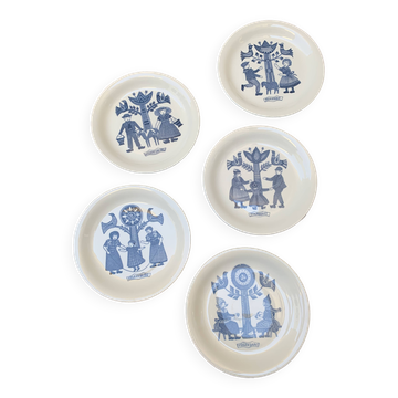 Lot de cinq assiettes à dessert royal sphinx Maastricht années 60