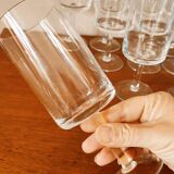 10 old cylindrical crystal glasses