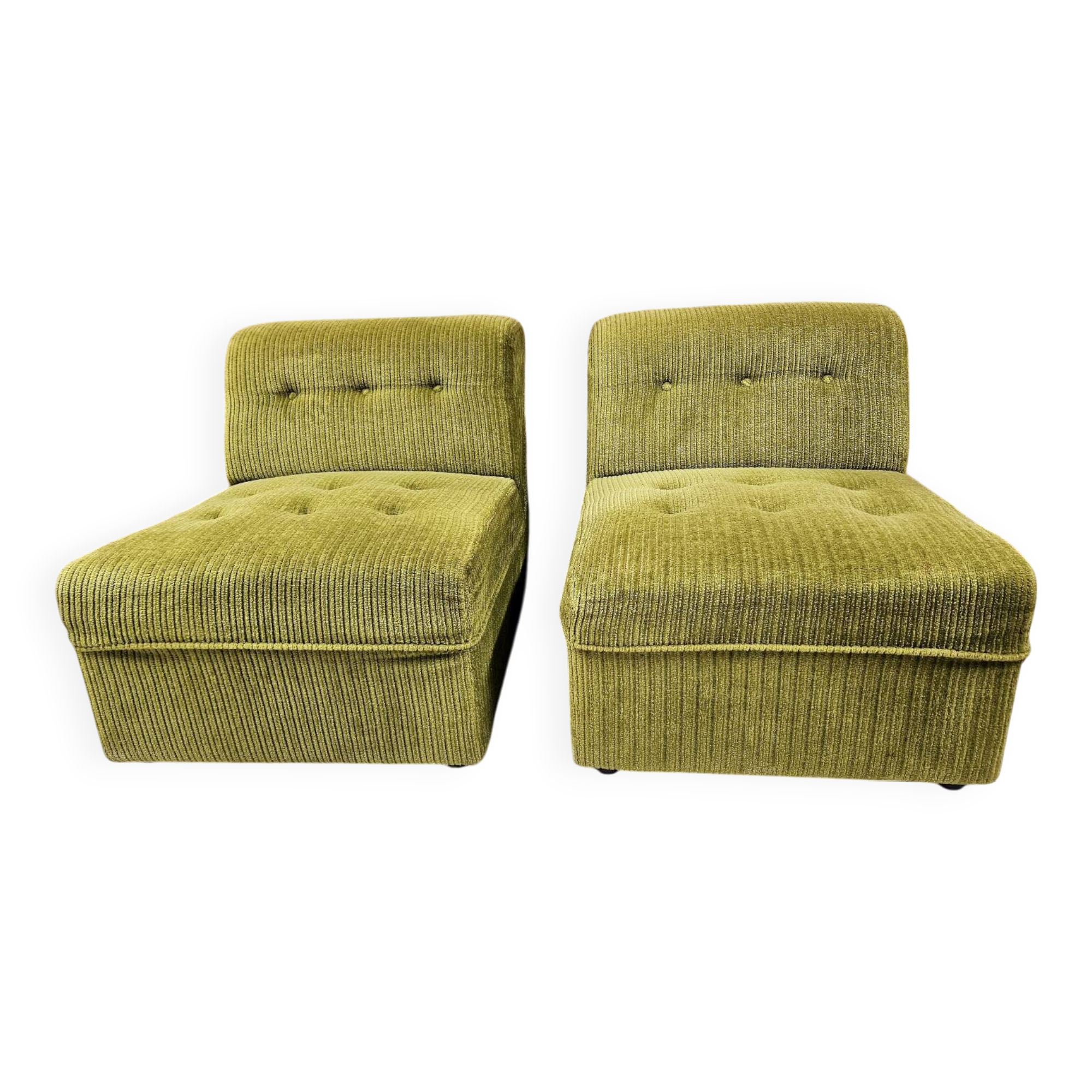 Pair of ribbed armchairs 1970