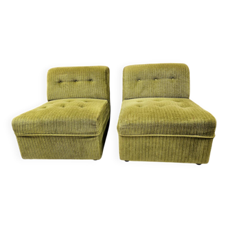 Pair of ribbed armchairs 1970