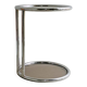 Vintage chrome Bauhaus side table with a smoked glass top, Eileen Gray / Milo Baughman style