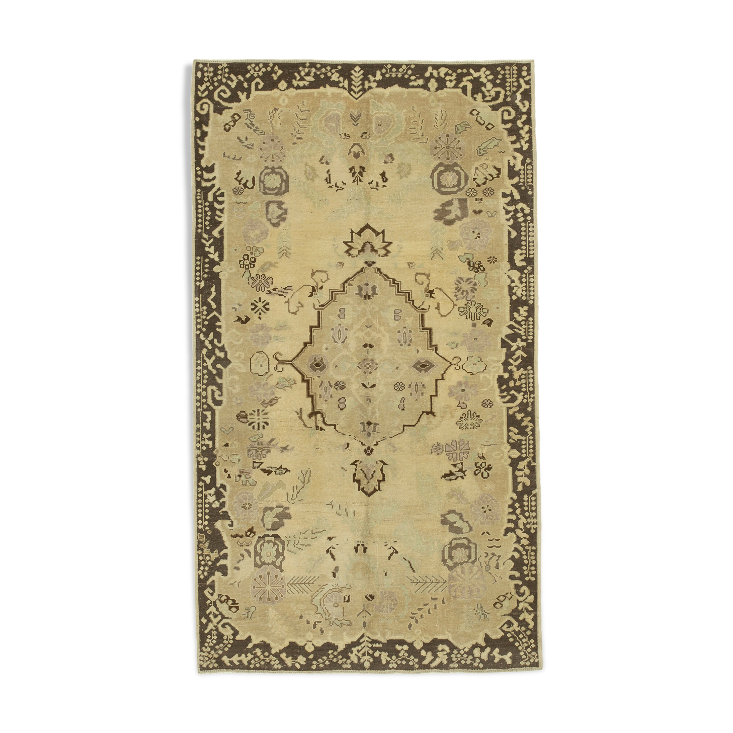 1970s handwoven vintage anatolian beige rug 149 cm x 266 cm