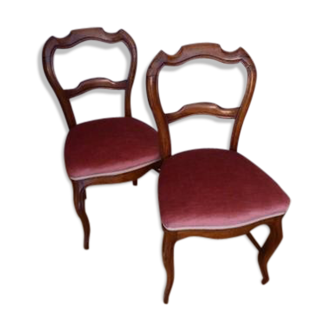 Paire de 2 chaises à dossier barette en bois ciré