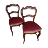 Paire de 2 chaises à dossier barette en bois ciré