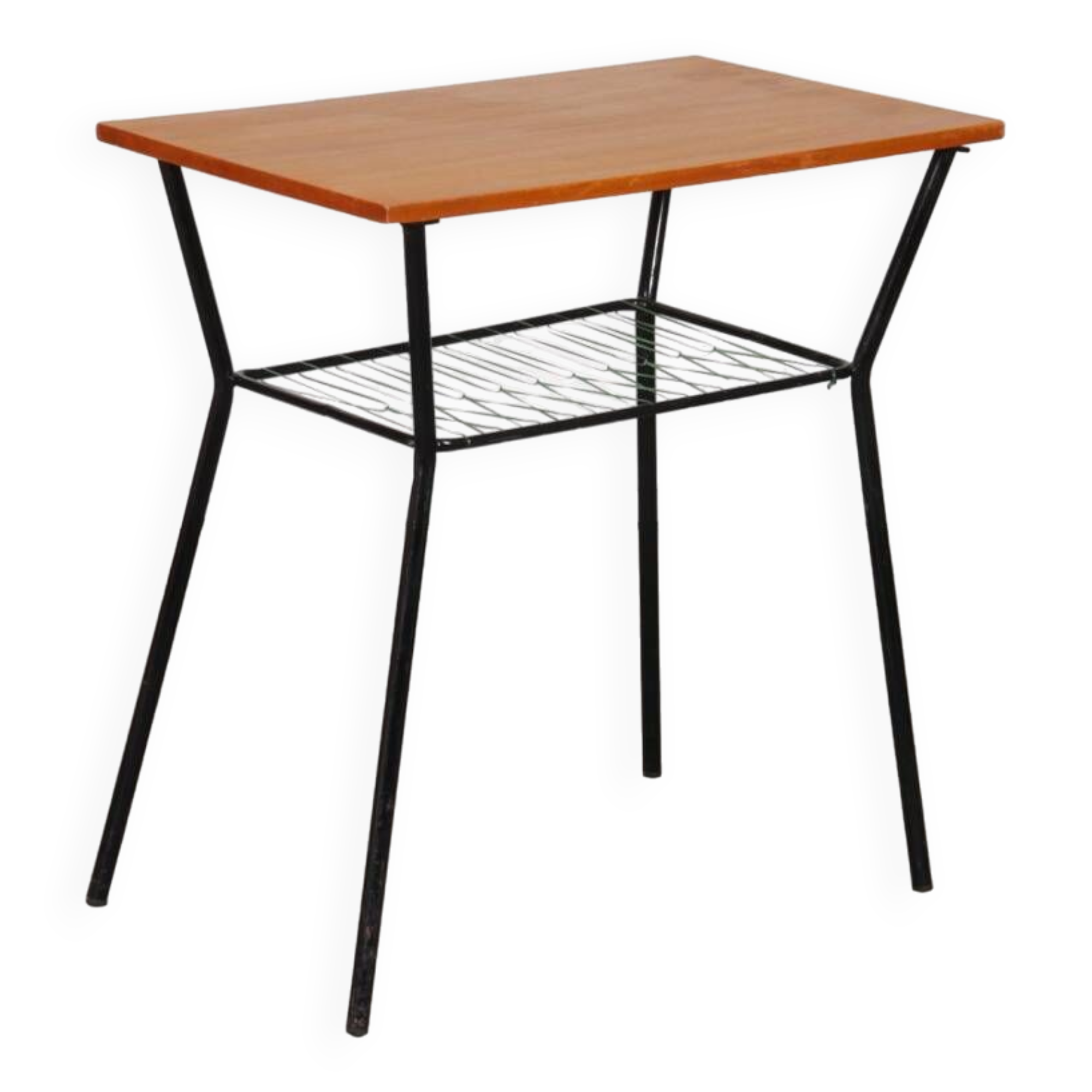 Table vintage en métal et bois des années 1960