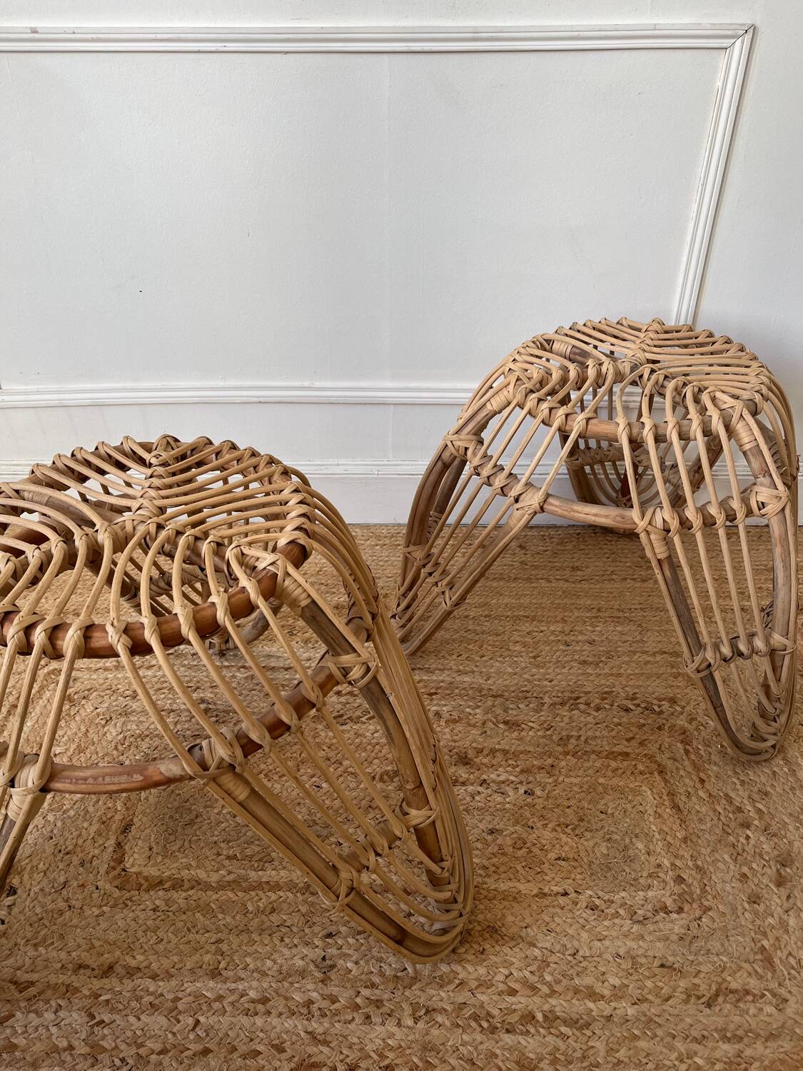 Pair of rattan stools