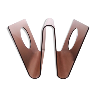 Smoked plexiglass magazine holder, Roche Bobois
