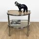 Half-moon side table double chrome tray and smoked glass 70's