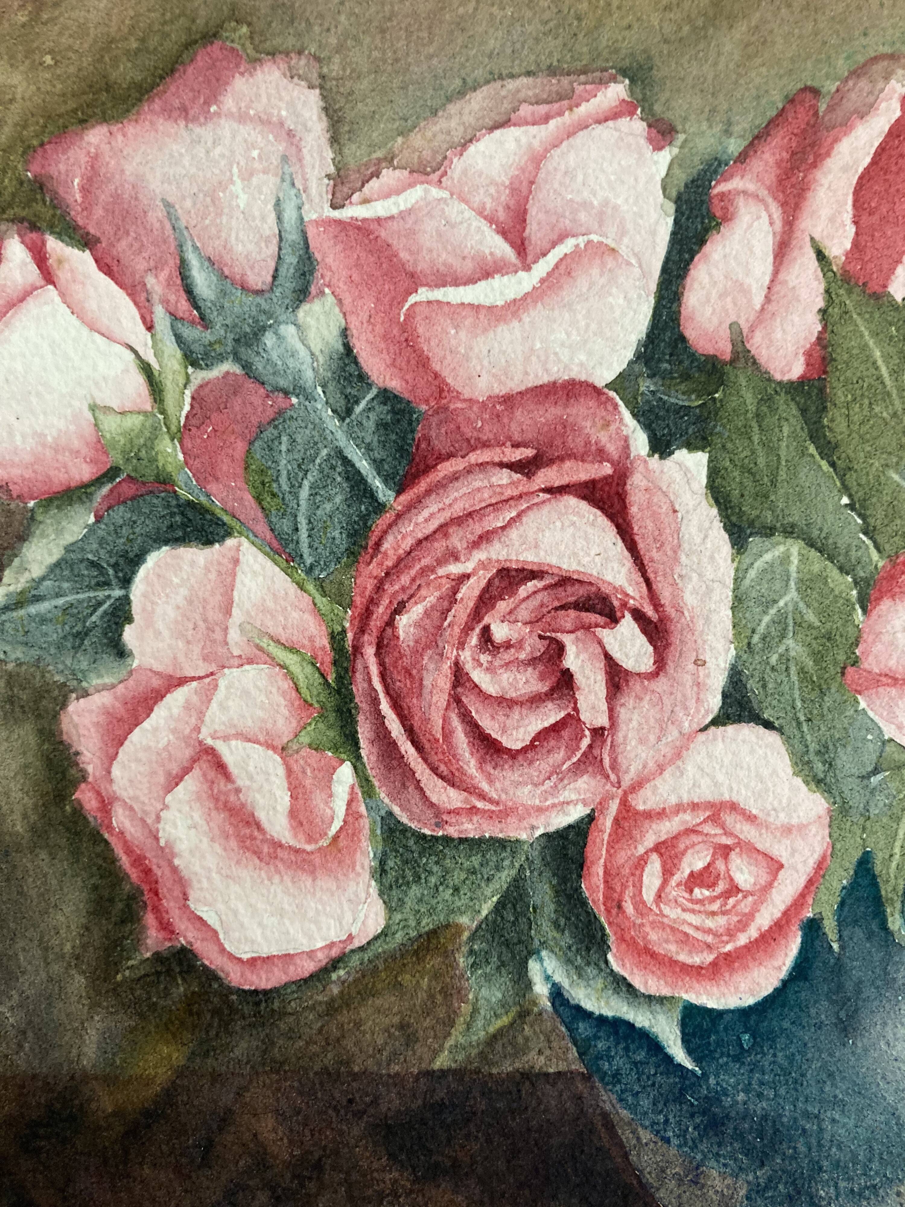 Aquarelle aux roses vintage