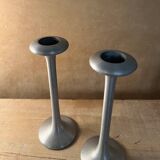 Pair of kagla aluminum candlesticks by carl ojerstam for ikea