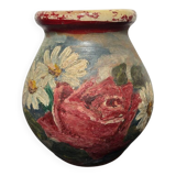 Small grease pot, foie gras pot, confit in painted glazed terracotta