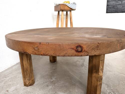 Round brutalist coffee table from the 1950s.