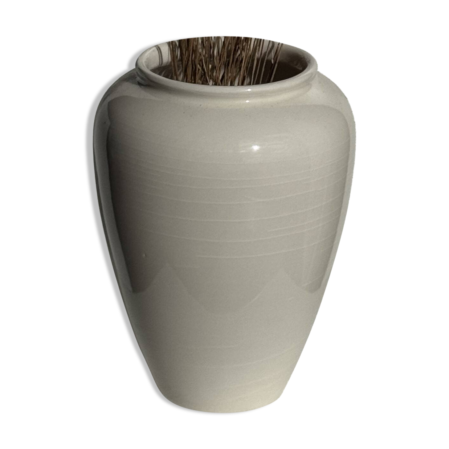 Modern oblong white vase H18.5
