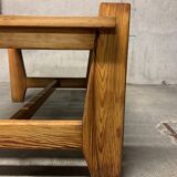 Vintage Pine Coffee Table, Reconstruction Period, Brutalist Design
