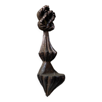 Carved wooden wall candle holder