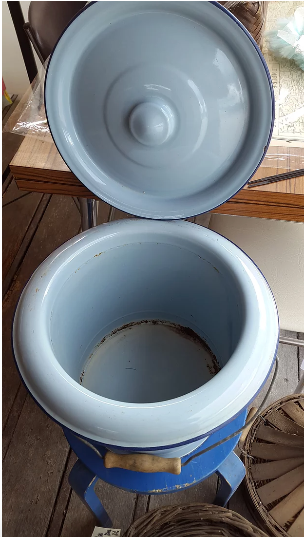 Blue enamel bucket