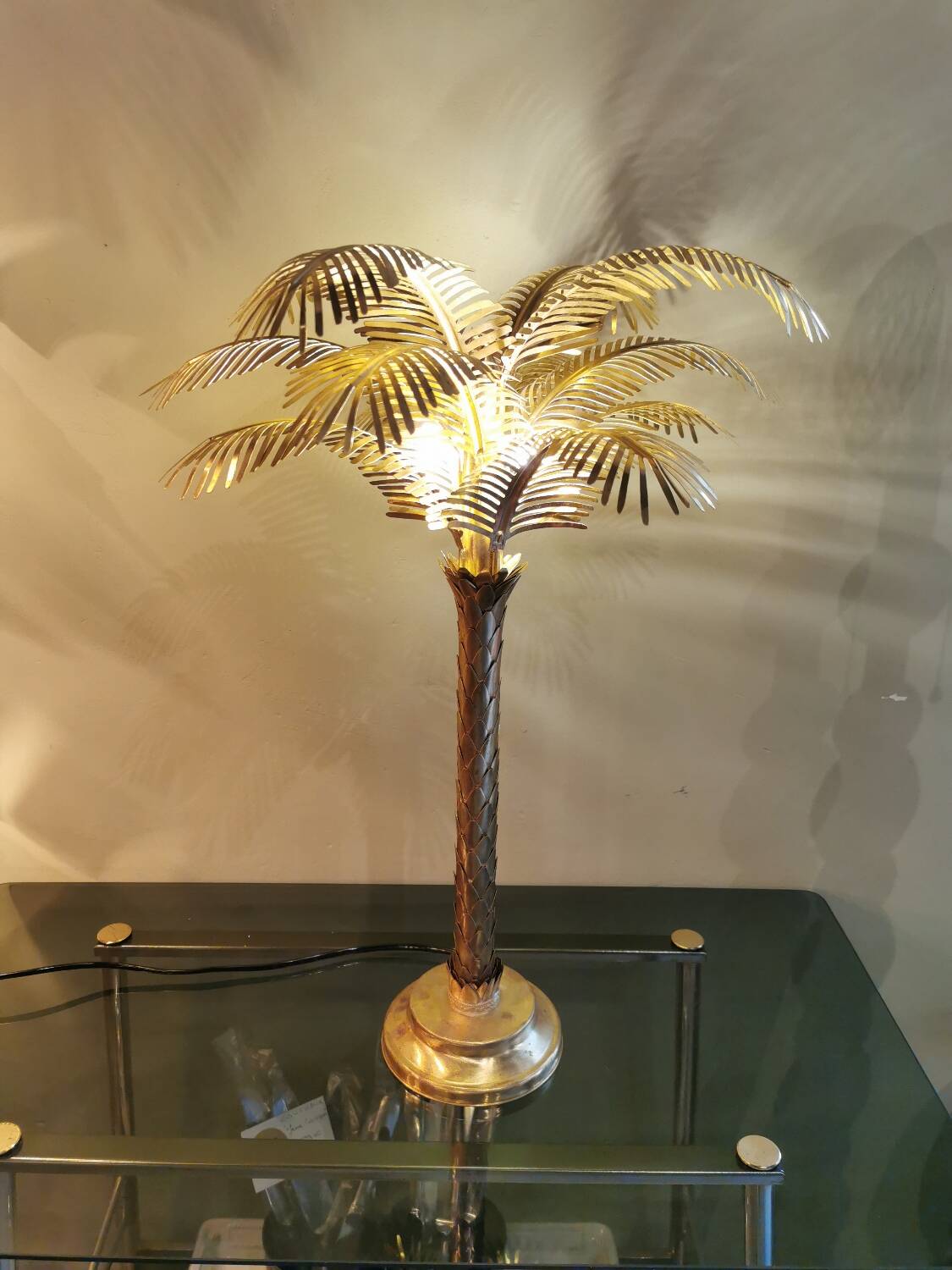 Solid brass palm tree lamp