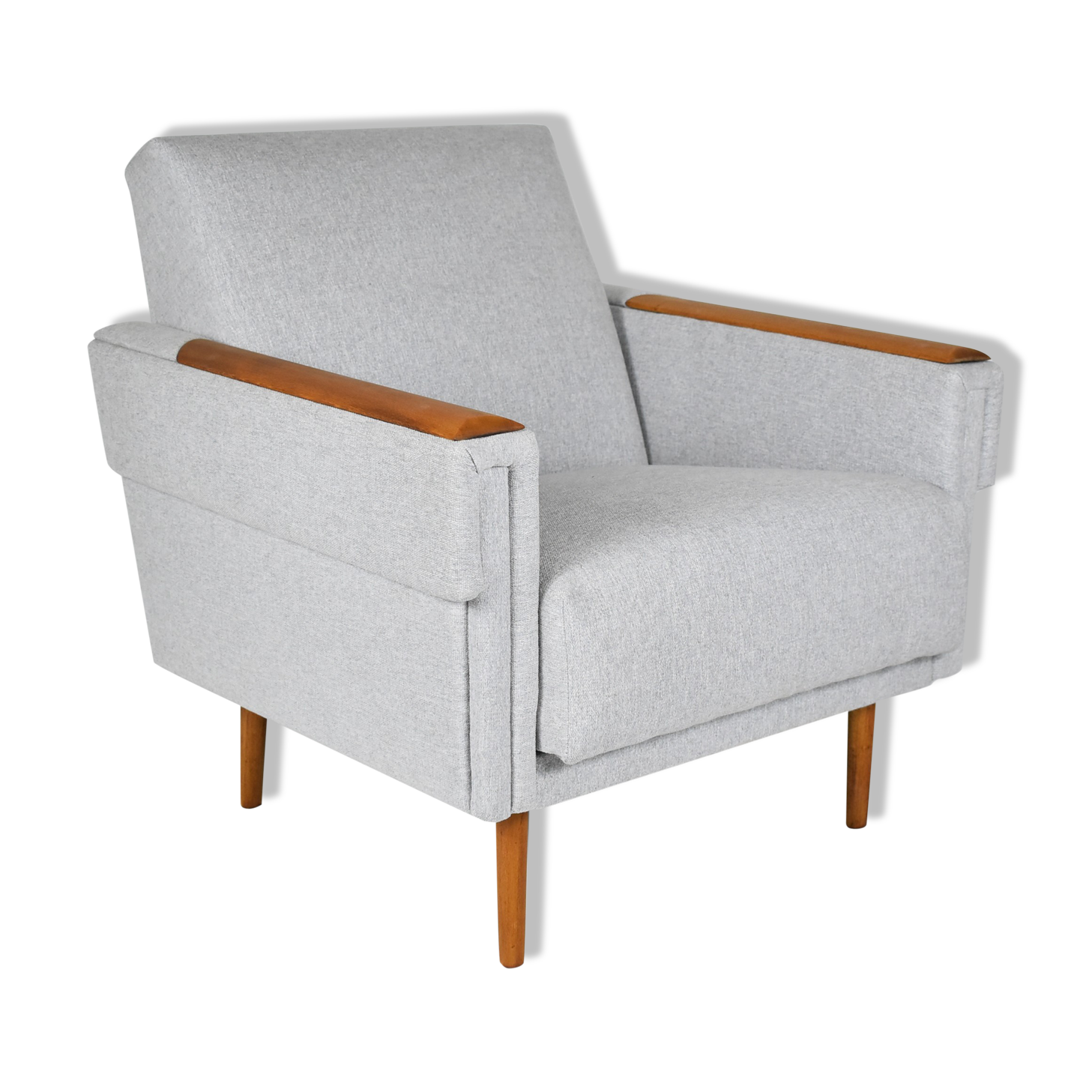 Mid-century modern armchair, restored, 1960, light grey