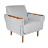 Mid-century modern armchair, restored, 1960, light grey