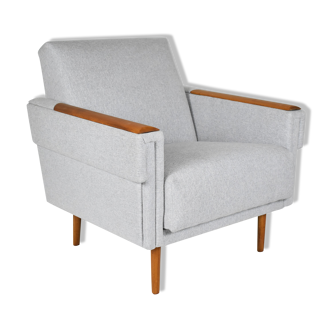 Mid-century modern armchair, restored, 1960, light grey