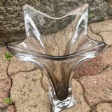 Smoky crystal designer vase, Murano Sommerso style, vintage, 1970s