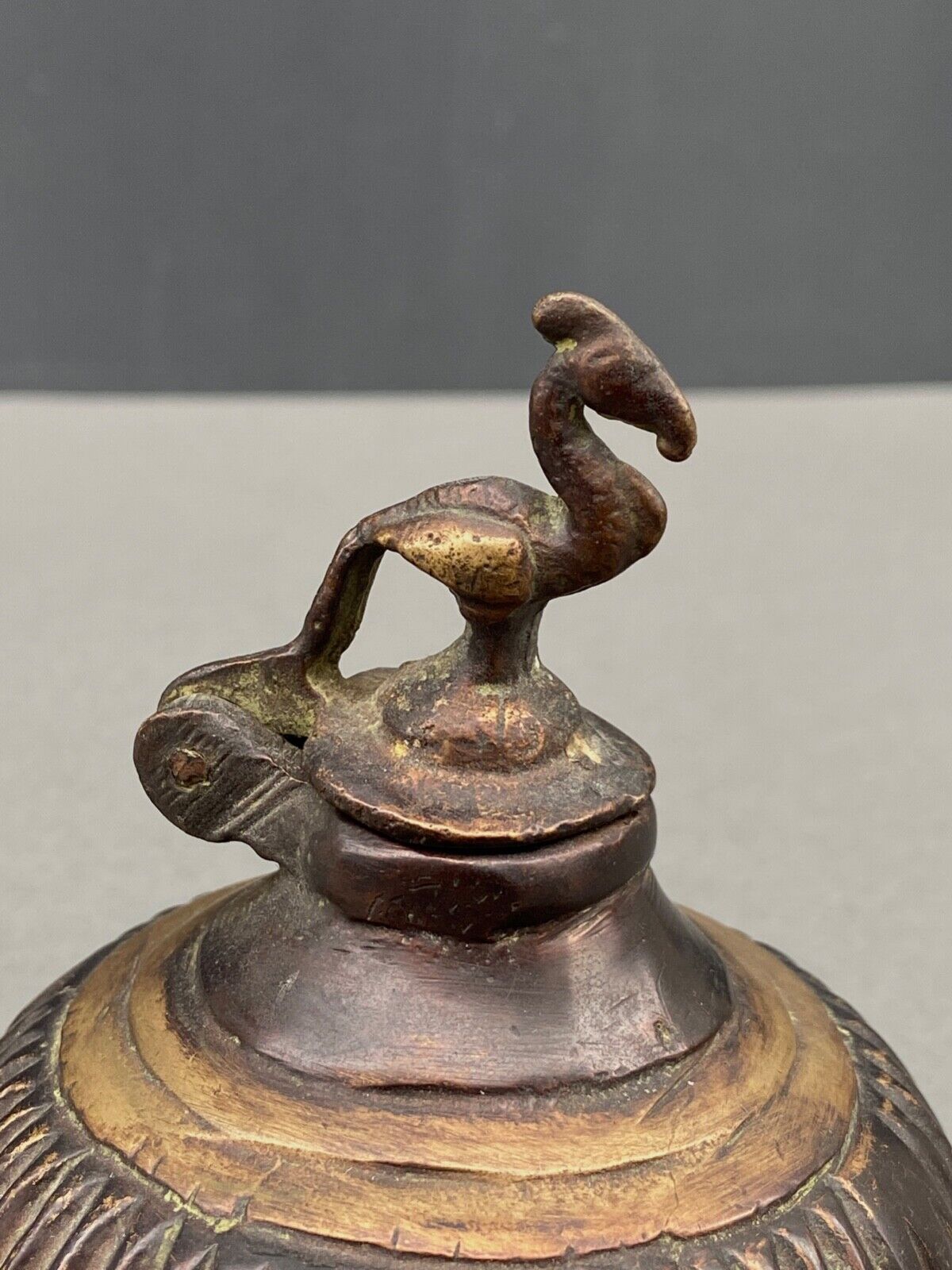 Bronze Inkwell Indian Nineteenth Peacock Bird Decor
