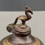 Bronze Inkwell Indian Nineteenth Peacock Bird Decor