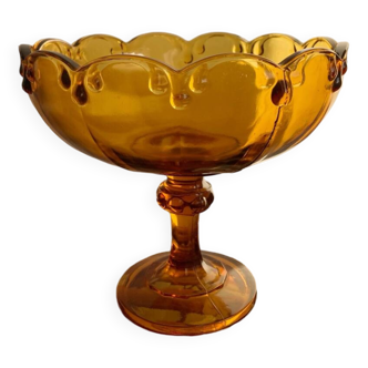Amber glass fruit bowl