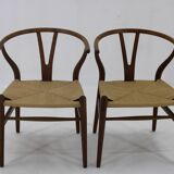 1960s Hans J. Wegner Set of 6 Early Wishbone Chairs in Oak By Carl Hansen and Son, Denmark