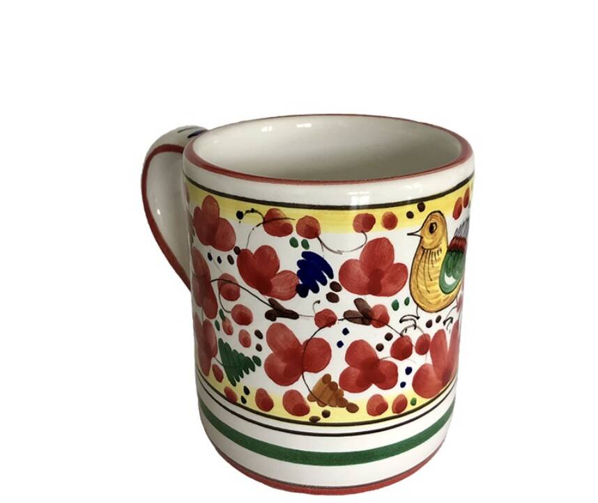 Red flower bird mug