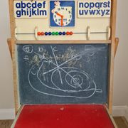 Old blackboard - wooden Table+ tablet with alphabet / hour / abacus Dimensions:108x45