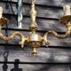 French Vintage Louis XV Style Bronze Candlestick & Sconce Set