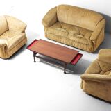 Italian two-seater sofa in beige velvet, 1970s