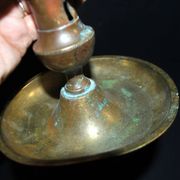 Antique push candle holder, 18th century gilded carved bronze candlestick.