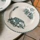 Set of 6 flat plates terre de fer saint-amand model "cartels" xixth