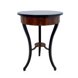 Round Biedermeier Sewing Table in Walnut with Ebonized Legs, South Germany, 1825