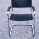 Fauteuil style MG5 tubes chromés assise et dossier cuir noir