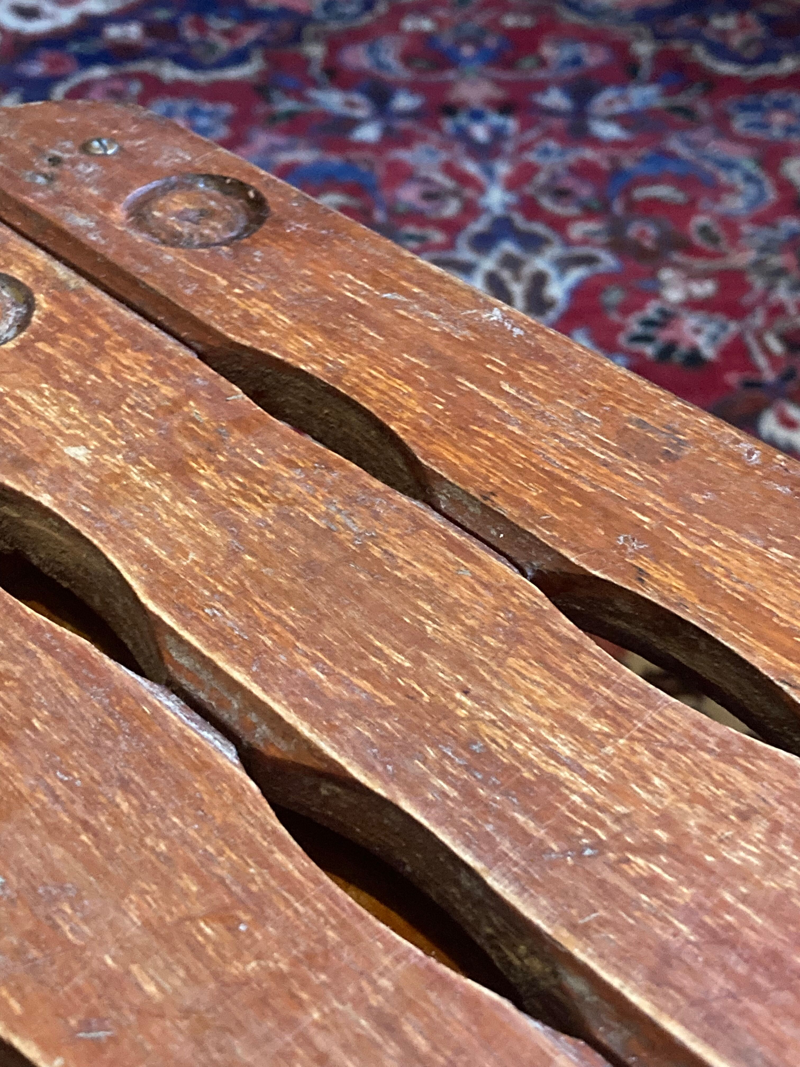 Pair of vintage folding wooden stools from Tyrol mountain