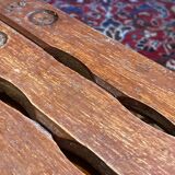 Pair of vintage folding wooden stools from Tyrol mountain