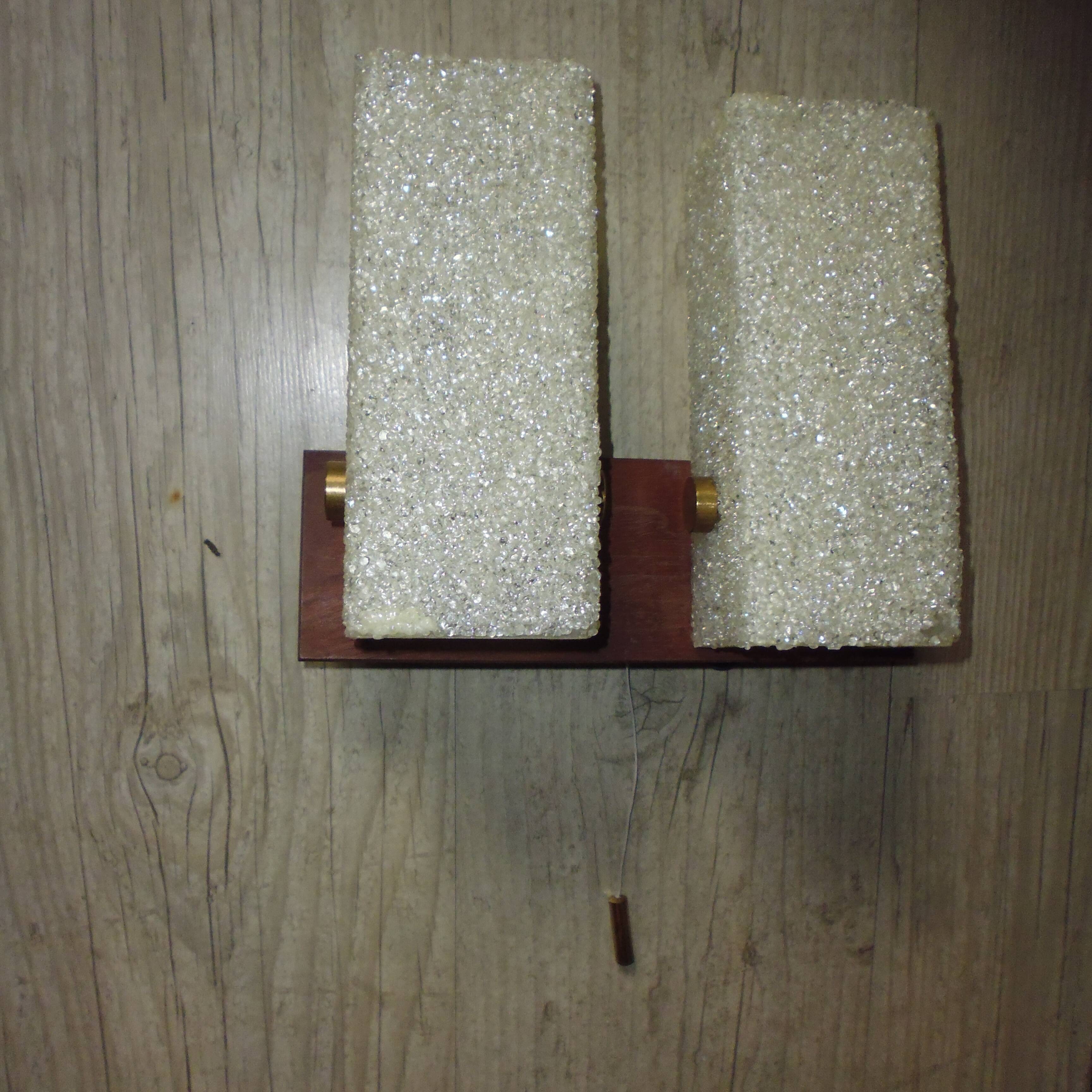 Wall sconce perspex tea and brass 50/60 years
