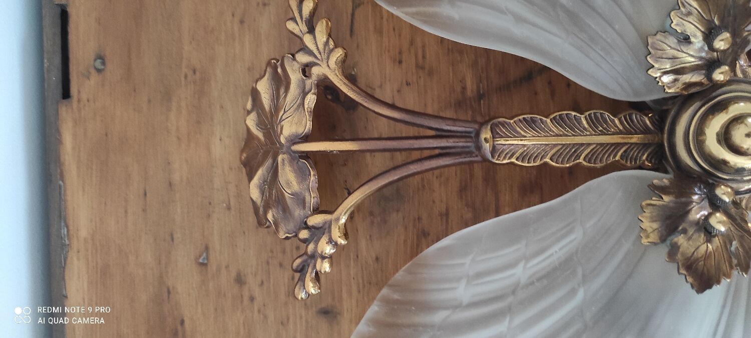 Art Deco/Art Nouveau shell and bronze wall lamp