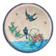 Round polychrome enamel dish with bird decoration circa 1900