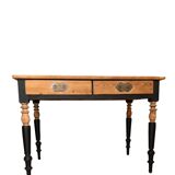 Vintage solid wood desk Basile with 2 drawers