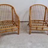 Pair of rattan armchairs