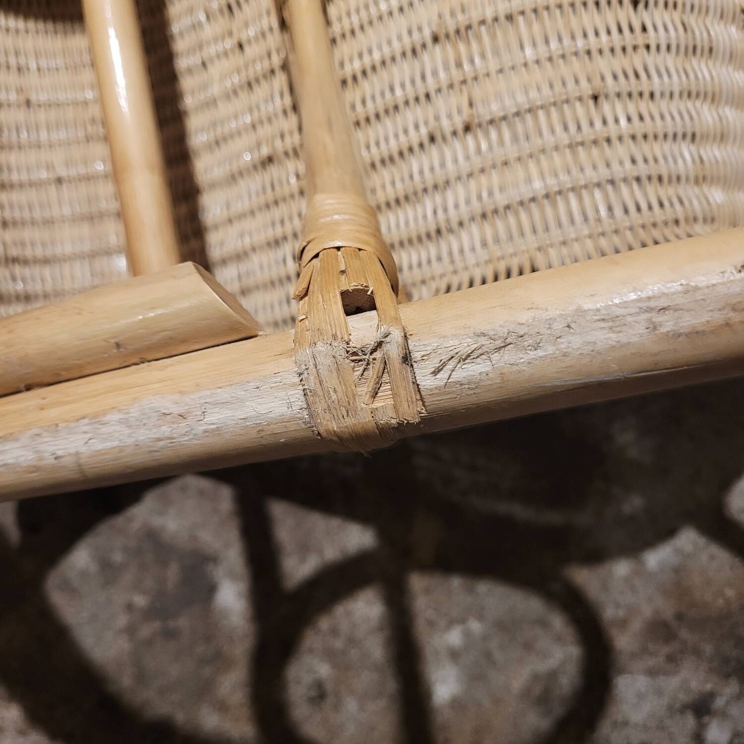 Rattan and bamboo rocking chair — Vintage bohemian style, 1970s